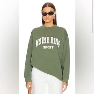 Anine Bing Olive Green Crew Neck Sweater